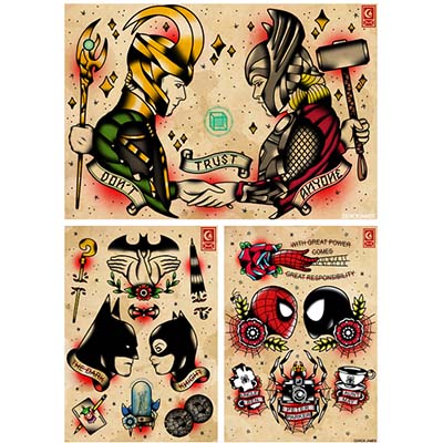 Old school herois designs Fake Temporary Water Transfer Tattoo Stickers NO.10498